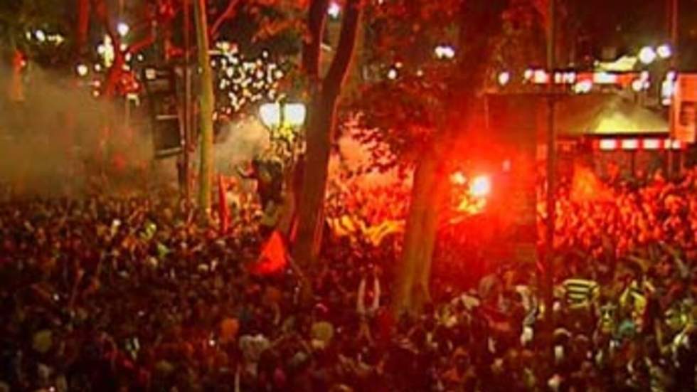 Nuit de fête à Barcelone après la victoire sur Manchester