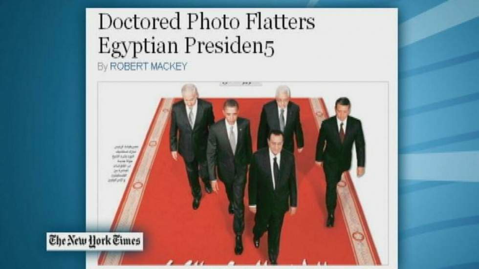 Egypte : une photo retouchée fait passer Moubarak devant Obama