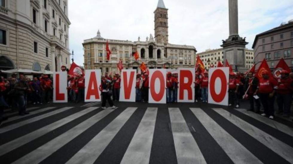 Manifestation à Rome pour l'emploi et les droits des salariés