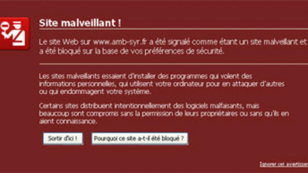 Le site de l’ambassade de Syrie en France est un nid à virus