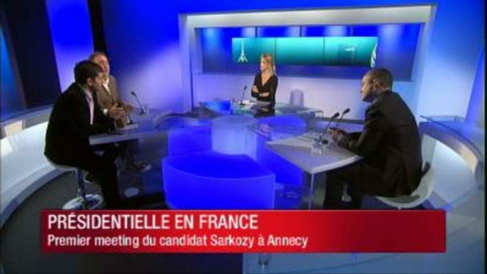 Présidentielle en France: premier meeting du candidat Sarkozy