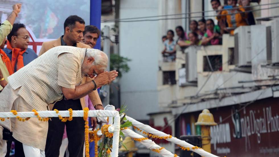 Accueil triomphal du Premier ministre indien Narendra Modi à New Delhi