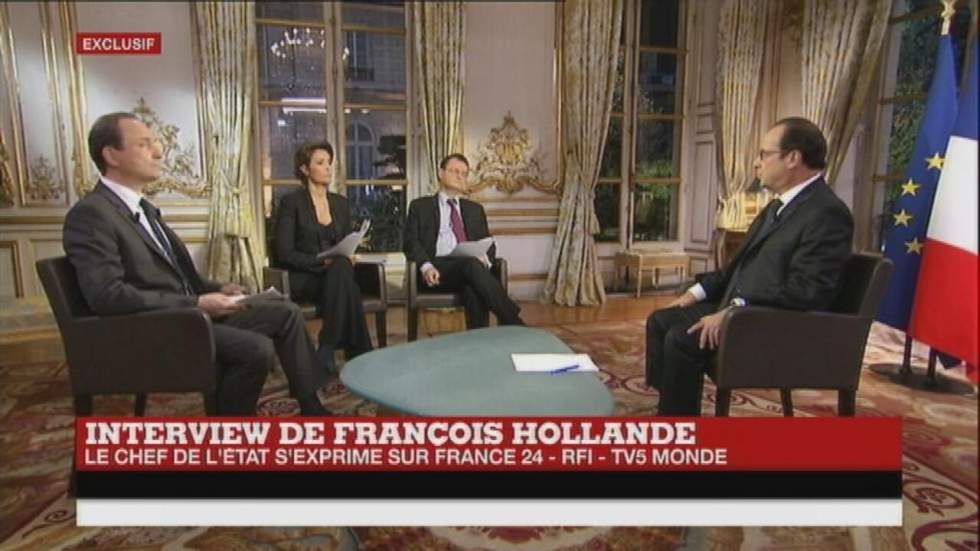 Exclusif : François Hollande s'exprime sur France 24 - RFI - TV5 Monde Exclusif : François Hollande s'exprime sur France 24 - RFI - TV5 Monde