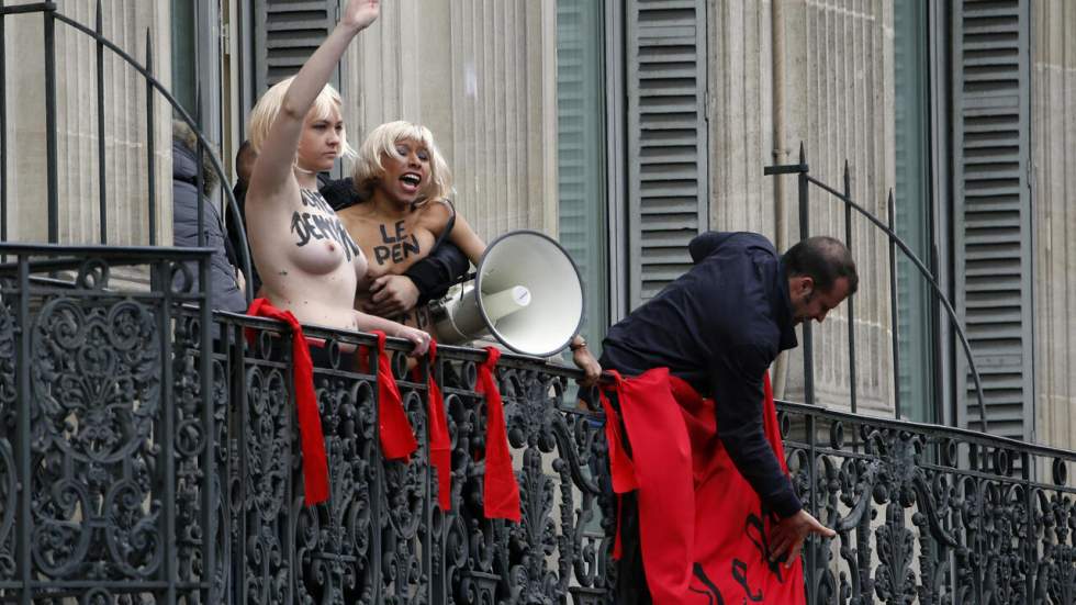 Des Femen interrompent le discours du 1er-Mai de Marine Le Pen