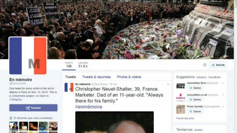 Mashable créé un mémorial virtuel sur Twitter en hommage aux victimes des attentats de Paris