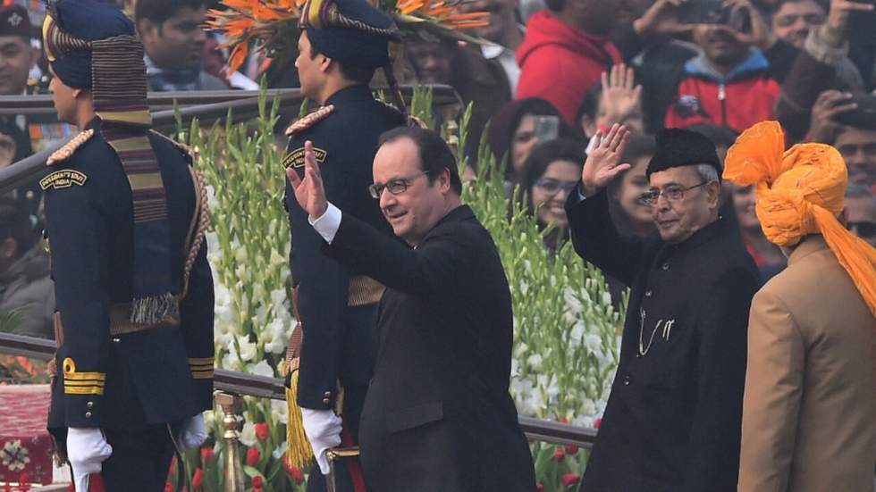 François Hollande au défilé militaire du Republic Day pour clore sa visite en Inde