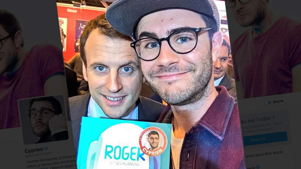 Le selfie improbable de Cyprien et Emmanuel Macron au Salon du livre