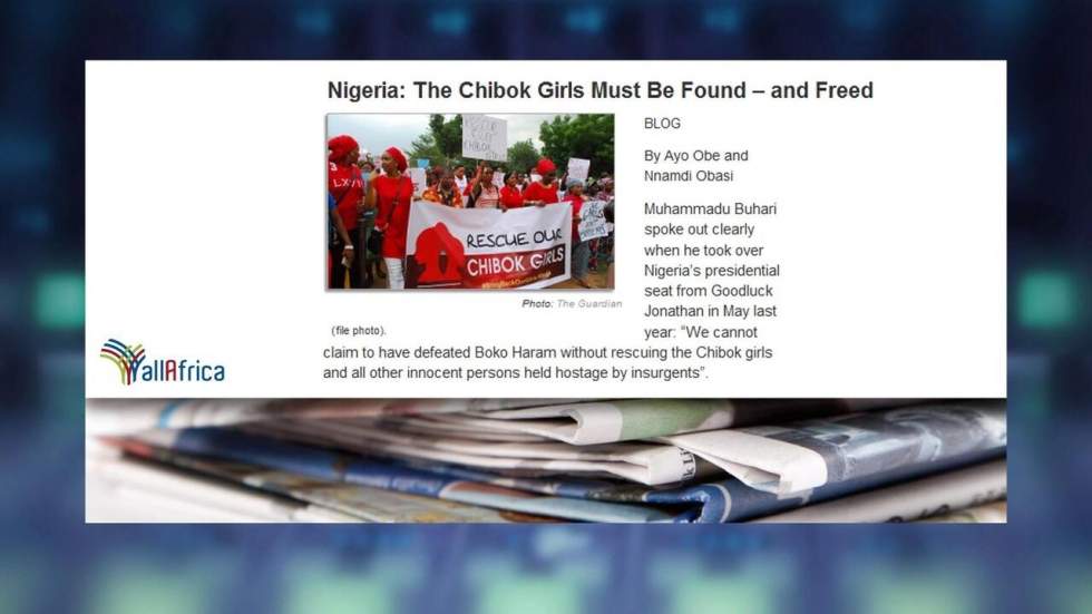 "Aux lycéennes de Chibok, et aux milliers de victimes de Boko Haram" "Aux lycéennes de Chibok, et aux milliers de victimes de Boko Haram"