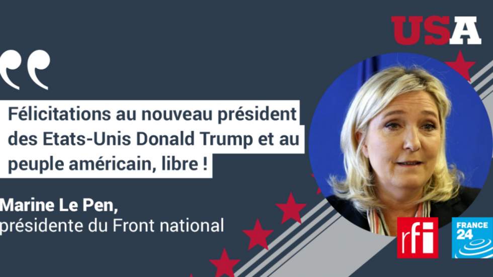 Marine Le Pen félicite Donald Trump avant même les résultats officiels