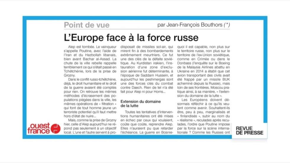 Chute d'Alep : "L'Europe face à la force russe" Chute d'Alep : "L'Europe face à la force russe"