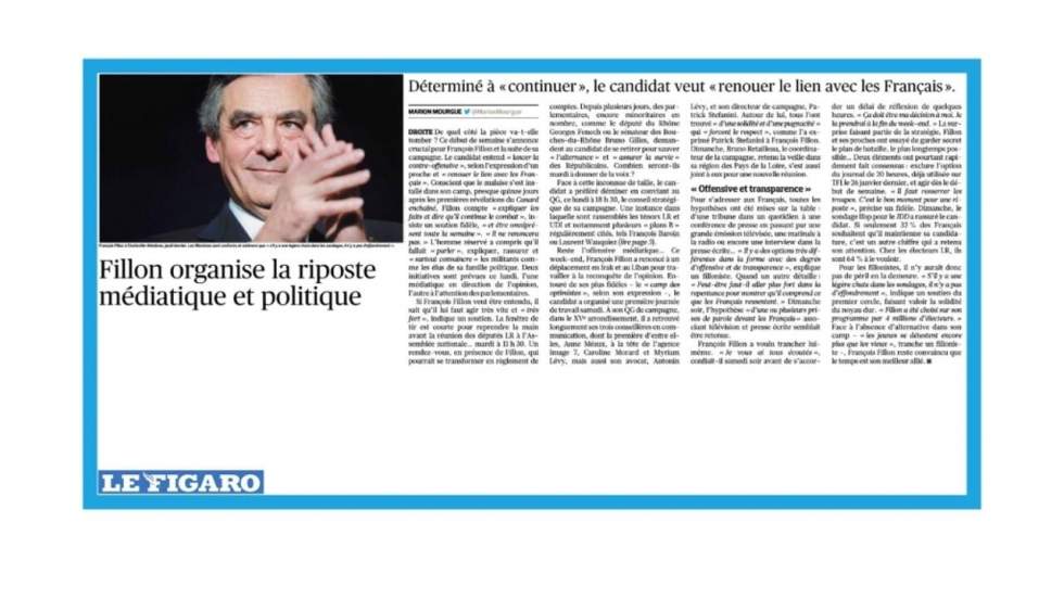 "François Fillon : sa riposte médiatique et politique"