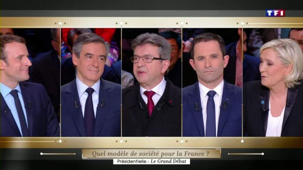 Présidentielle 2017 : un premier débat télévisé animé entre les cinq principaux candidats