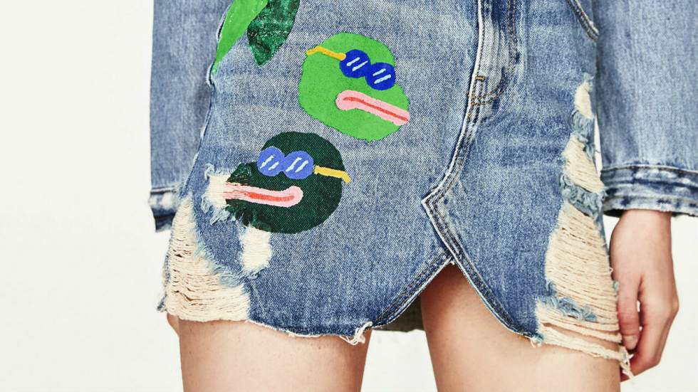 Zara vend une mini-jupe brodée d’une grenouille ressemblant étrangement au mème néonazi Pepe the Frog Zara vend une mini-jupe brodée d’une grenouille ressemblant étrangement au mème néonazi Pepe the Frog