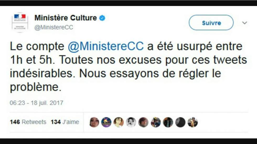 Oups, le compte Twitter du ministère de la Culture a été usurpé par le fils de la community manager