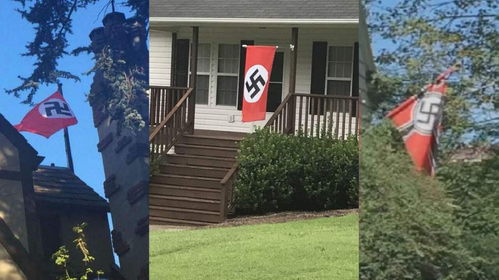 Depuis Charlottesville, des drapeaux nazis s'affichent sans complexe sur des maisons américaines