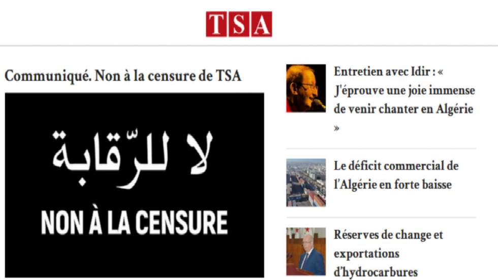 Algérie : le site TSA partiellement bloqué, des médias dénoncent une "censure intolérable"