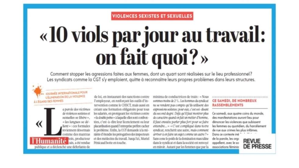 "Dix viols par jour au travail : on fait quoi ?"