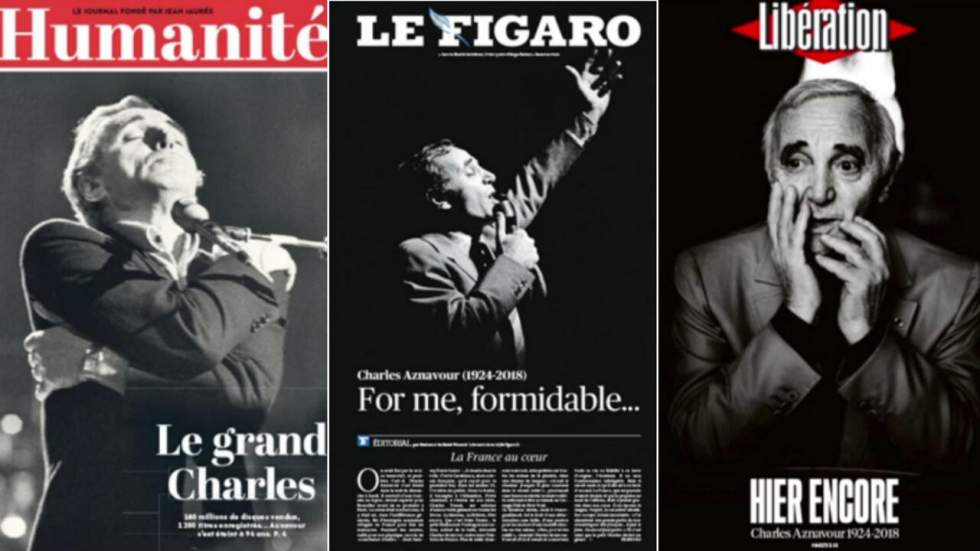 La presse française met Charles Aznavour "en haut de l'affiche"