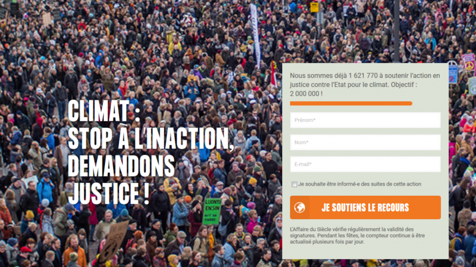 Climat : le recours en justice contre l'État français recueille 1,6 million de signatures Climat : le recours en justice contre l'État français recueille 1,6 million de signatures