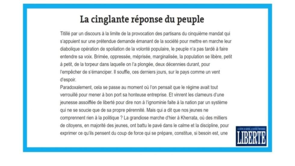 "La cinglante réponse du peuple algérien à Bouteflika"