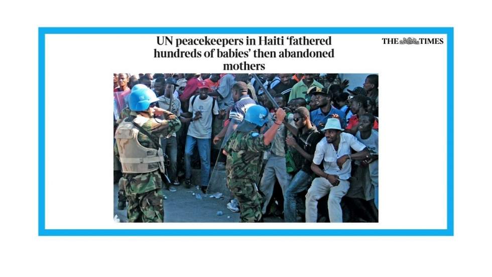 "Le comportement indécent de casques bleus en Haïti" "Le comportement indécent de casques bleus en Haïti"