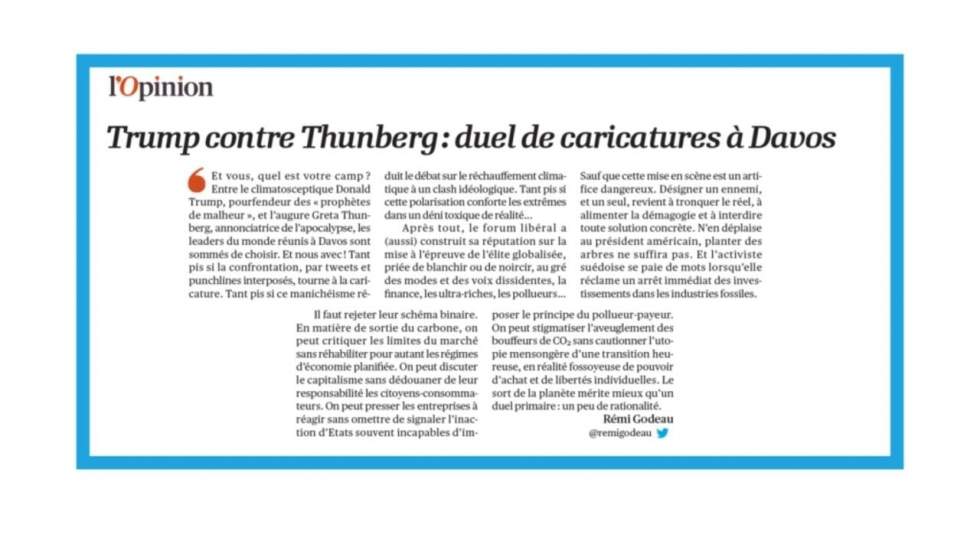 Greta Thunberg et Donald Trump à Davos : "Duel de caricatures?" Greta Thunberg et Donald Trump à Davos : "Duel de caricatures?"