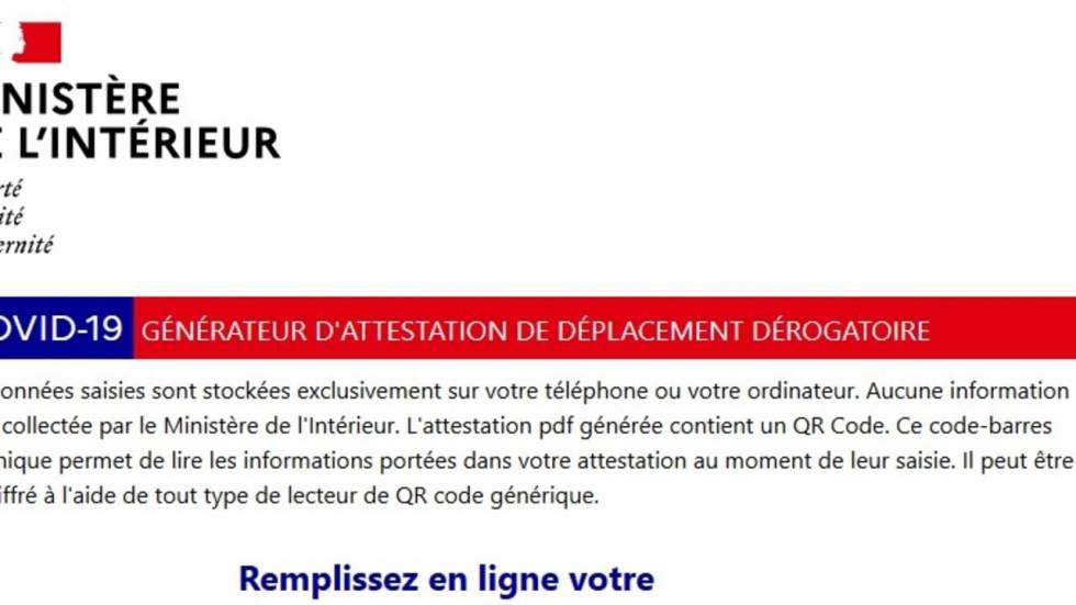 Coronavirus : en France, l'attestation de sortie en ligne est disponible Coronavirus : en France, l'attestation de sortie en ligne est disponible