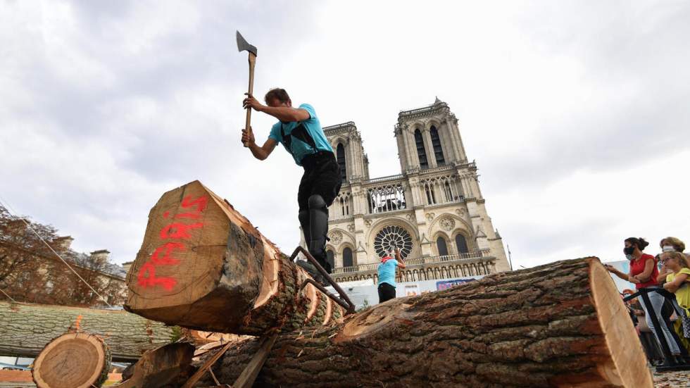 Sur le parvis de Notre-Dame, les charpentiers partagent leur savoir-faire Sur le parvis de Notre-Dame, les charpentiers partagent leur savoir-faire