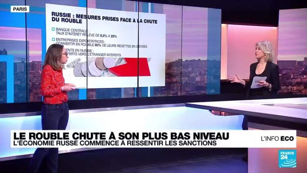 Guerre en Ukraine : les sanctions se multiplient contre la Russie, le rouble chute Guerre en Ukraine : les sanctions se multiplient contre la Russie, le rouble chute