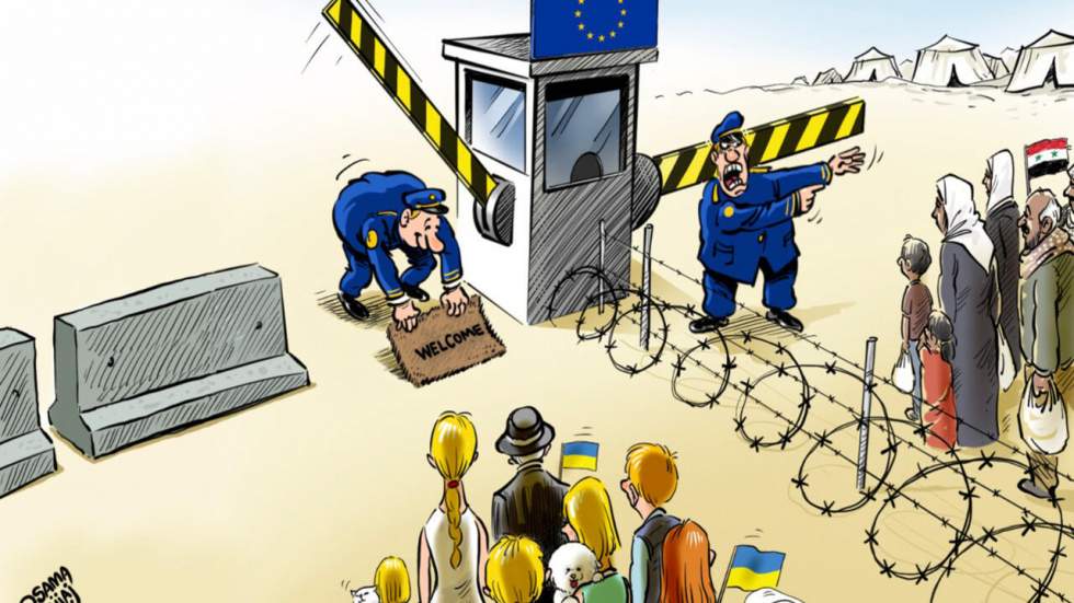 L'actu en dessin : aux réfugiés de la guerre en Ukraine, l'UE ouvre les bras