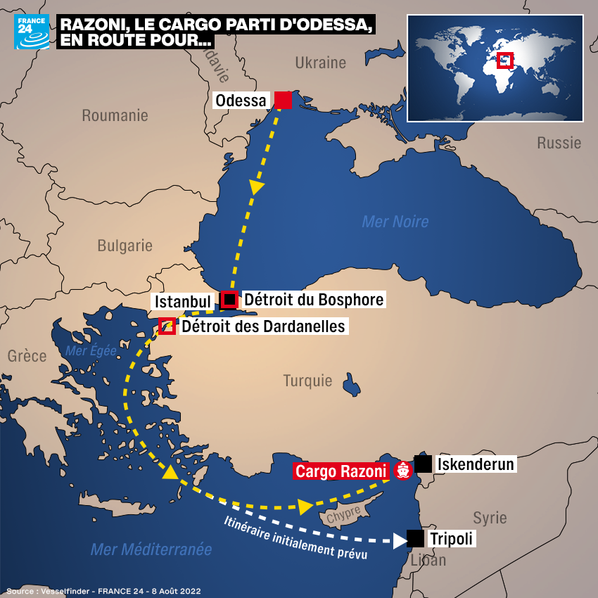 Ukraine : mais où va donc le cargo "Razoni" et son précieux maïs ? Ukraine : mais où va donc le cargo "Razoni" et son précieux maïs ?