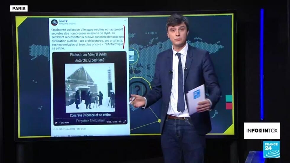 Fausse civilisation perdue en Antarctique : l'intelligence artificielle, source d'infox Fausse civilisation perdue en Antarctique : l'intelligence artificielle, source d'infox