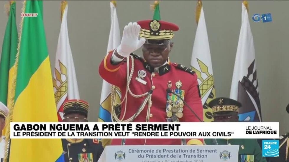 Le général Oligui Nguema investit président de la transition au Gabon Le général Oligui Nguema investit président de la transition au Gabon