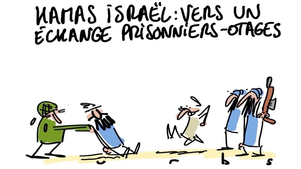 L'actu en dessin : à Gaza, des libérations d'otages à la faveur d'intenses efforts diplomatiques