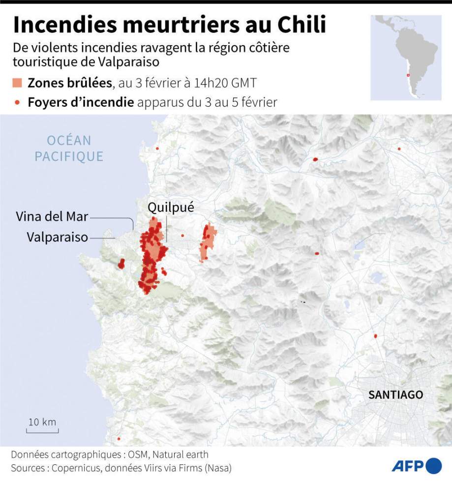 Chili : un deuxième jour de deuil national après des incendies meurtriers