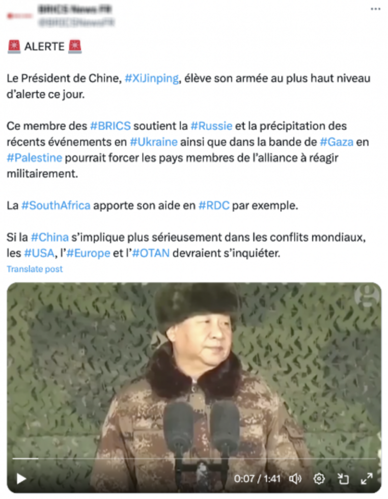 L'armée chinoise prête à attaquer l'Otan pour défendre la Russie ? Cette vidéo est décontextualisée