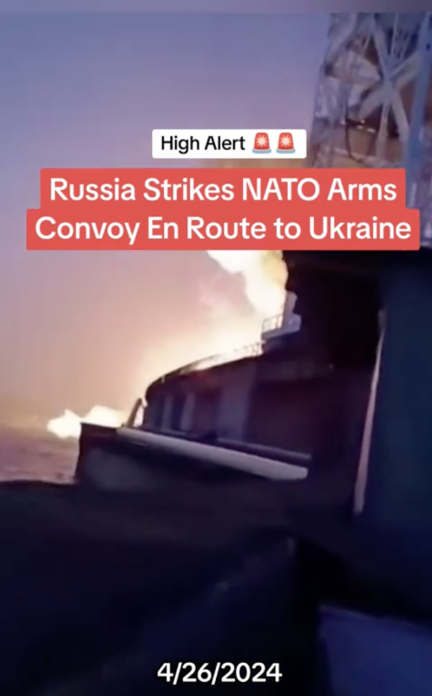 Non, cette vidéo ne montre pas une frappe russe sur un convoi d’armes de l’Otan