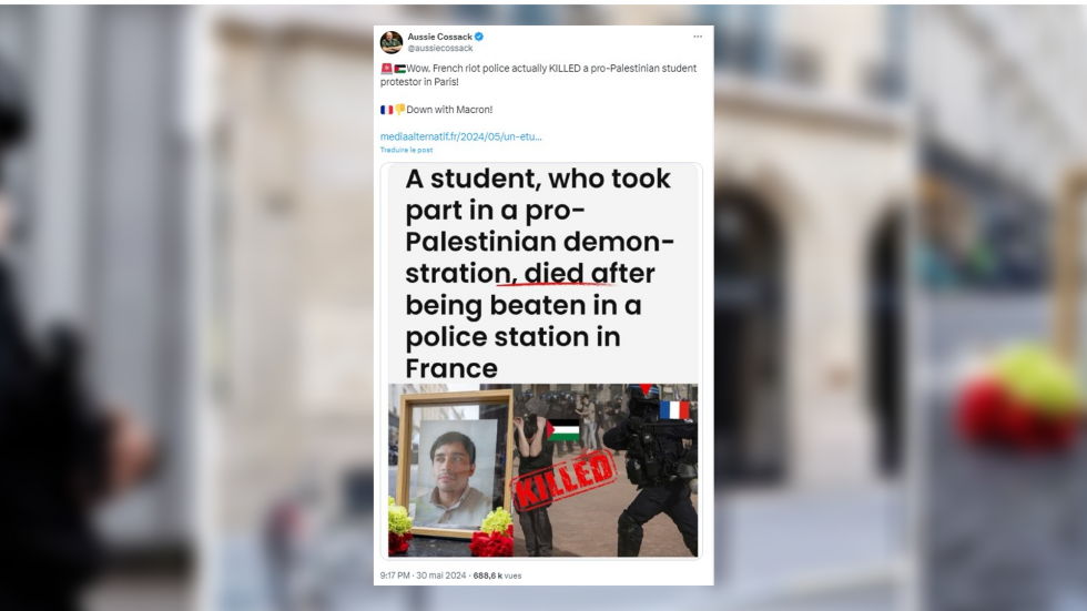 Un étudiant pro-palestinien "tué par la police" française ? Doutes et zones d'ombre autour de ces accusations