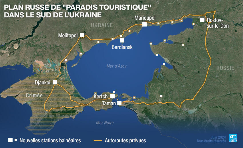 Mer d'Azov : l'extravagant plan russe de stations balnéaires dans les territoires ukrainiens occupés