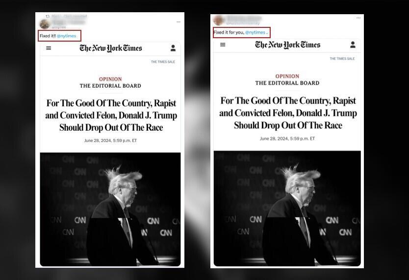 Non, le New York Times n’a pas appelé Trump à se retirer de la course à la présidentielle Non, le New York Times n’a pas appelé Trump à se retirer de la course à la présidentielle