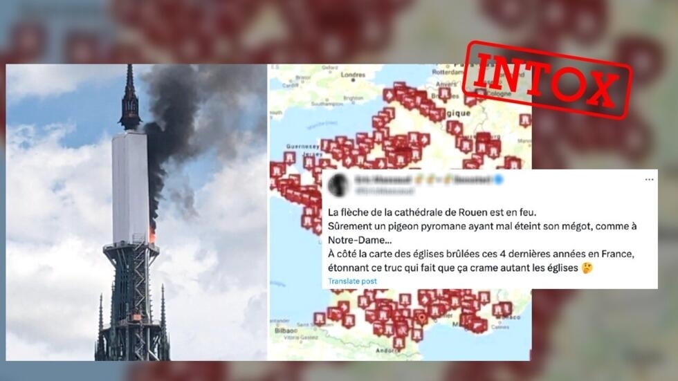 Rumeurs "christianophobes" après l’incendie de la cathédrale de Rouen : attention à cette carte ancienne et peu fiable