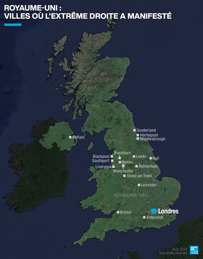 Au Royaume-Uni, un cocktail explosif extrémiste à l’origine des manifestations violentes
