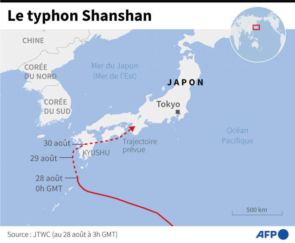 Le Japon en alerte maximale avant l'arrivée du typhon Shanshan