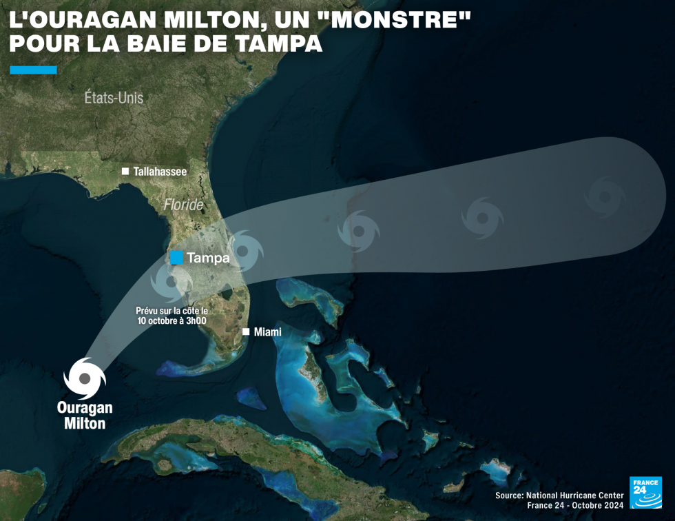 Ouragan Milton : pourquoi Tampa est si vulnérable au "monstre" climatique qui la menace ?