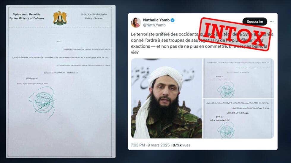 En Syrie, un ordre donné aux soldats de ne "plus filmer leurs exactions" ? C'est un faux communiqué En Syrie, un ordre donné aux soldats de ne "plus filmer leurs exactions" ? C'est un faux communiqué