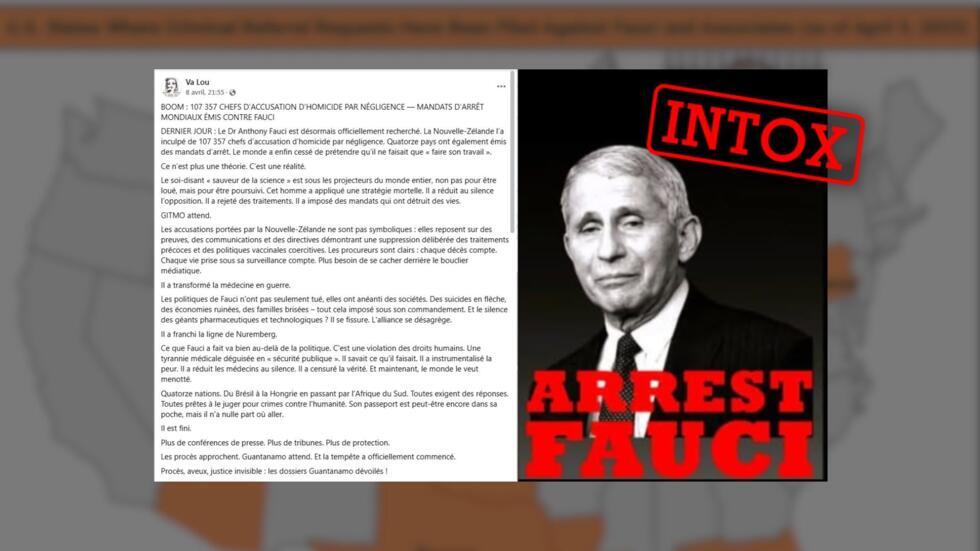 Non, l'ex-conseiller Covid Anthony Fauci n'est pas poursuivi en justice aux États-Unis ou ailleurs Non, l'ex-conseiller Covid Anthony Fauci n'est pas poursuivi en justice aux États-Unis ou ailleurs
