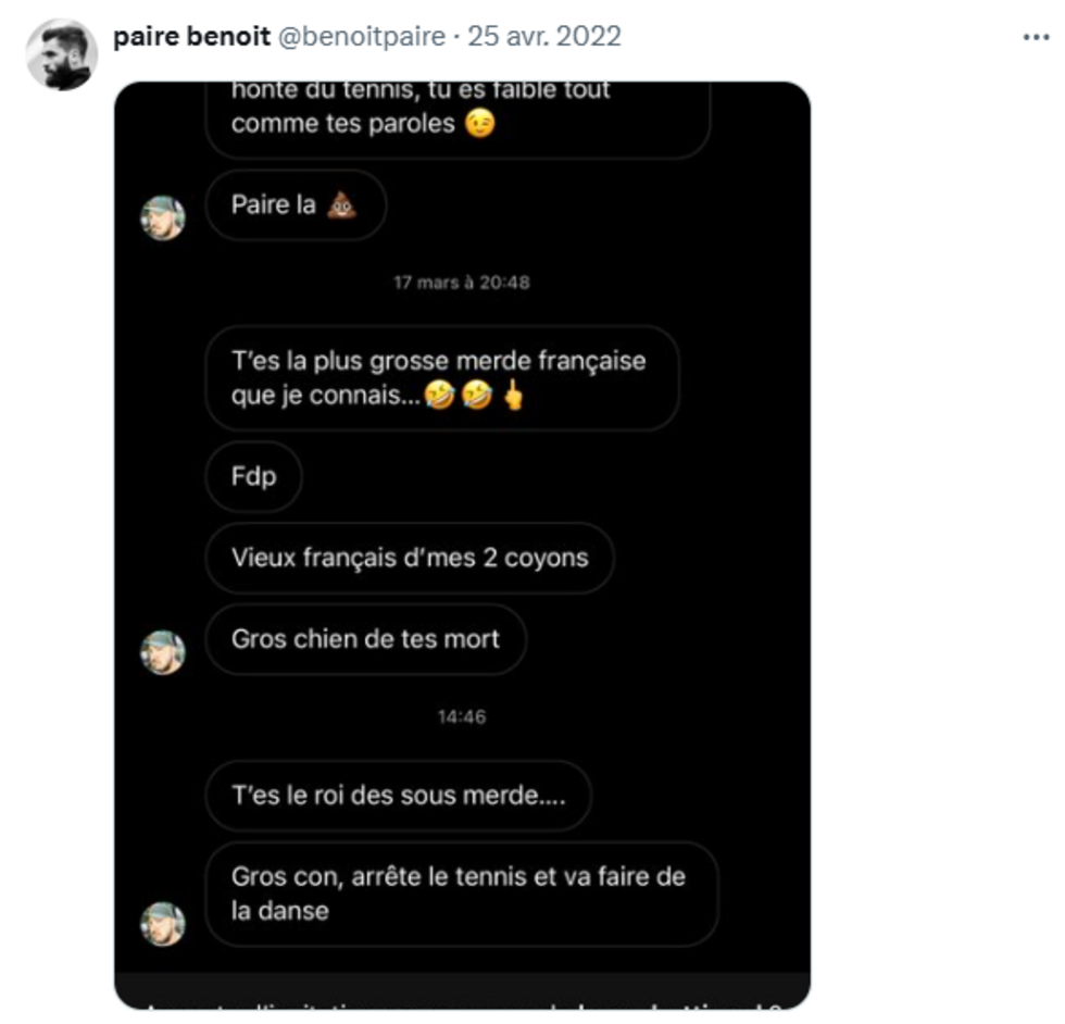 "Je vais te brûler" : les joueurs de tennis cyberharcelés par des parieurs mécontents "Je vais te brûler" : les joueurs de tennis cyberharcelés par des parieurs mécontents