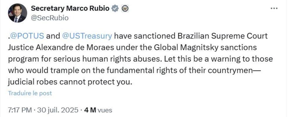 Brésil : en soutien à l'ex-président Bolsonaro, Trump annonce 50 % de droits de douane Brésil : en soutien à l'ex-président Bolsonaro, Trump annonce 50 % de droits de douane