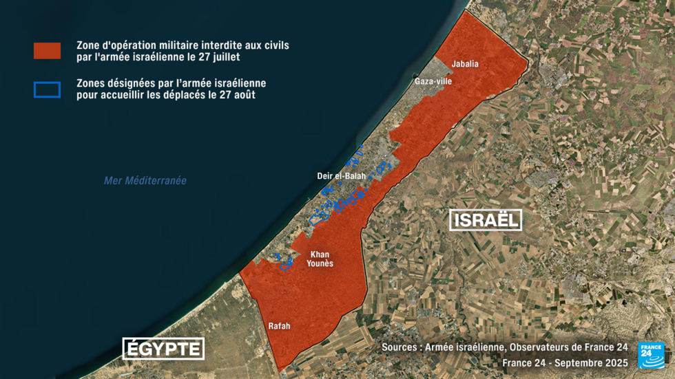 À Gaza, l’armée israélienne dirige les déplacés vers des zones dangereuses ou déjà occupées À Gaza, l’armée israélienne dirige les déplacés vers des zones dangereuses ou déjà occupées