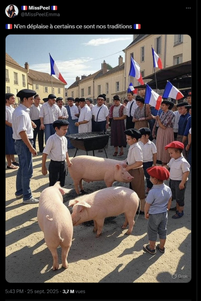 Ces images d’une "fête du cochon" traditionnelle en France sont générées par IA